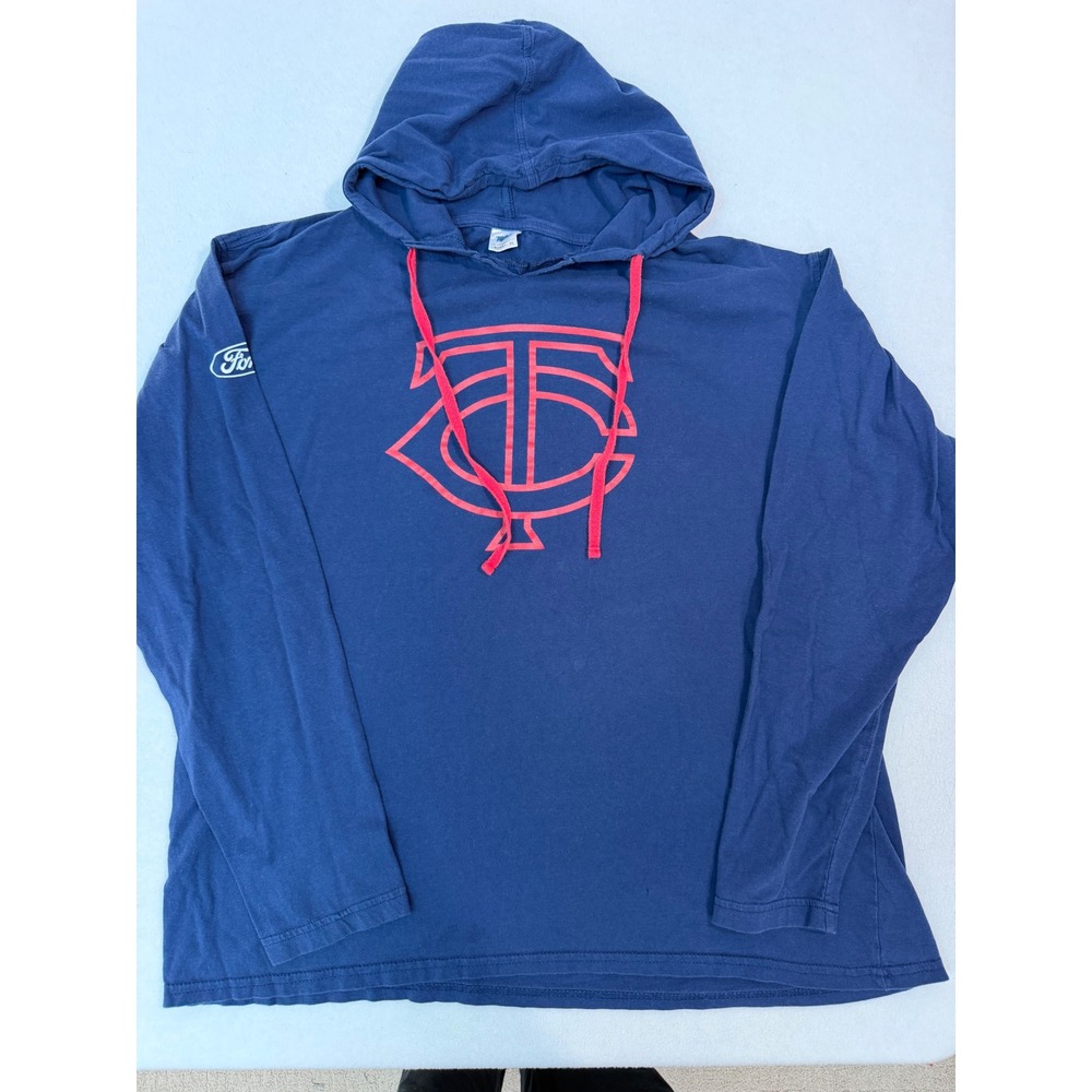 Minnesota Twins MLB Hooded Long Sleeve T-Shirt Navy Blue Red Logo XL 16973